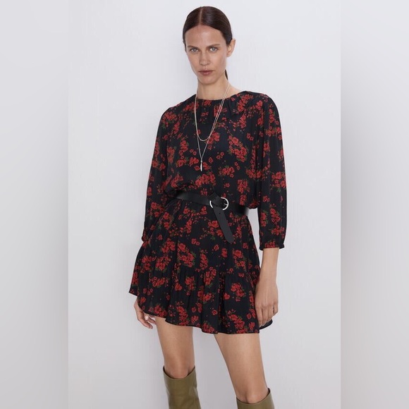 Zara floral quarter sleeve dress - Picture 1 of 3